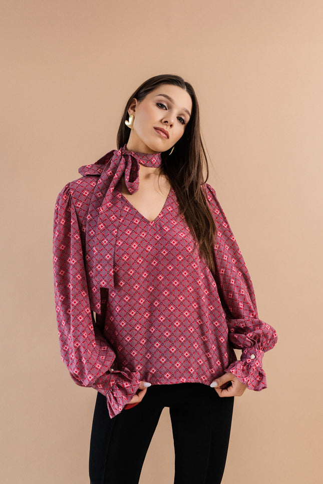 Maoconcept | Colorful cupro shirt with a bow tie detail