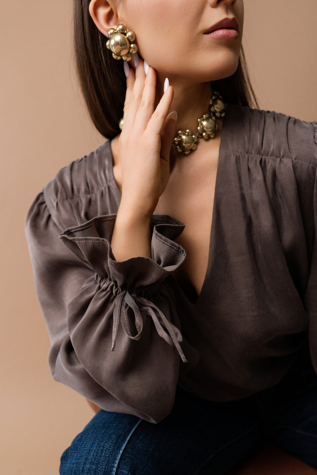 Maoconcept | Brown cupro shirt