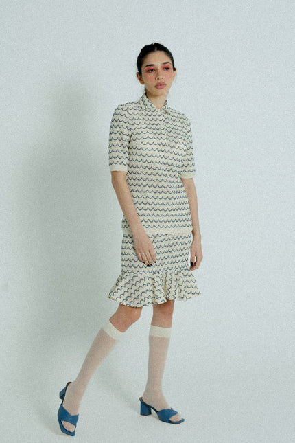 Relax baby be cool | High Waist Mini skirt with ruffled hem Marine