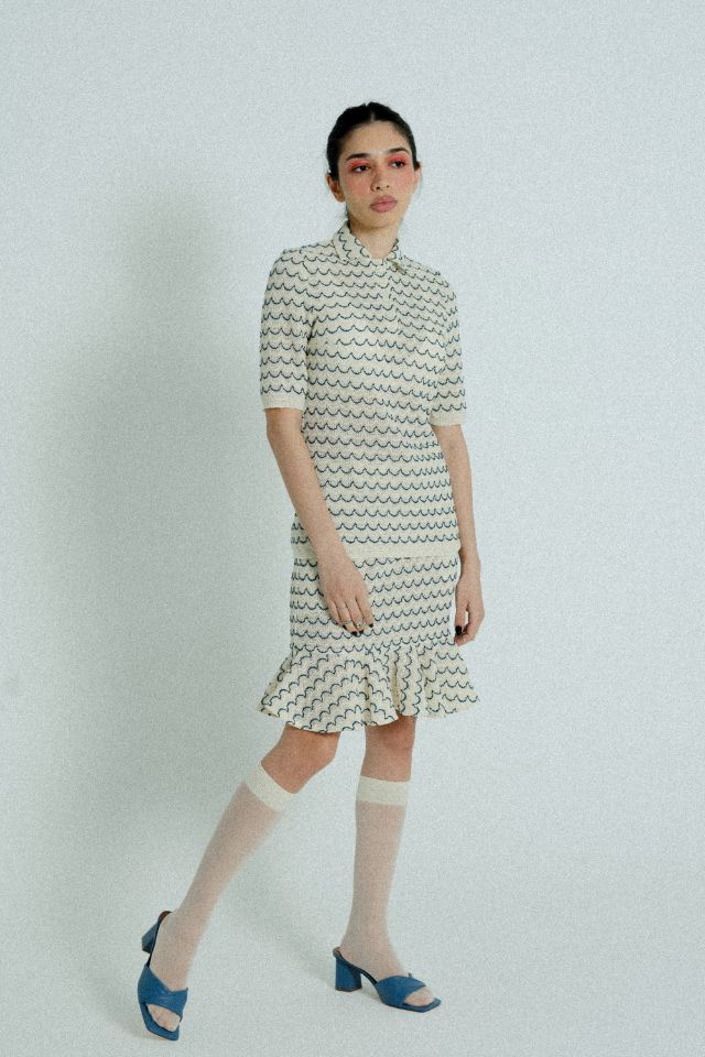 Relax baby be cool | High Waist Mini skirt with ruffled hem Marine