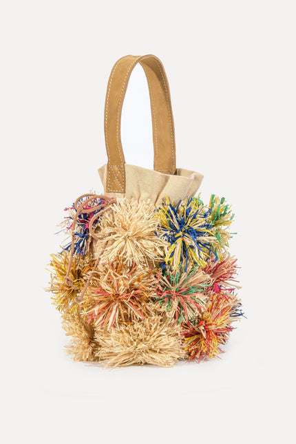 Entrudo | Torba bucket Lalim z kwiatami rafii