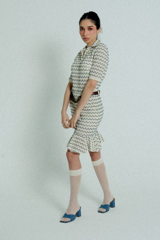 Relax baby be cool | High Waist Mini skirt with ruffled hem Marine