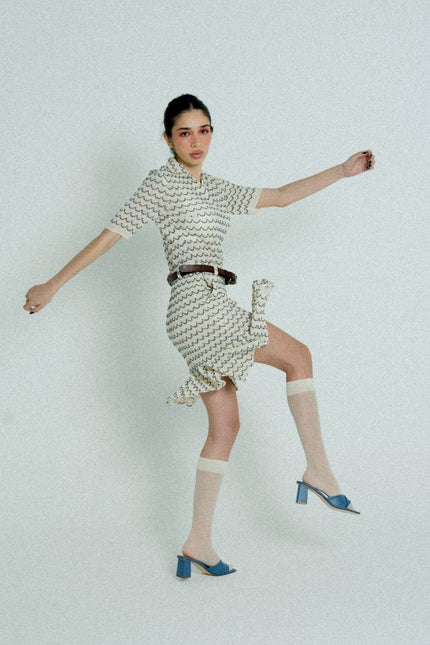 Relax baby be cool | High Waist Mini skirt with ruffled hem Marine