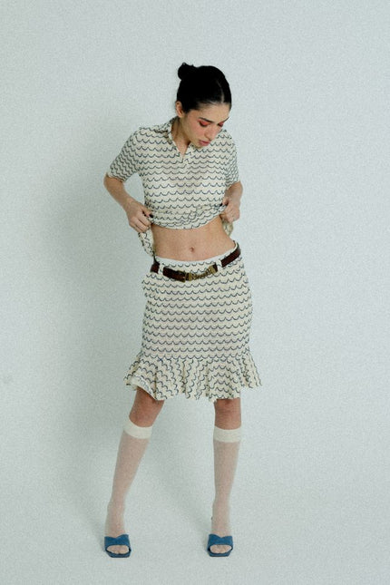 Relax baby be cool | High Waist Mini skirt with ruffled hem Marine