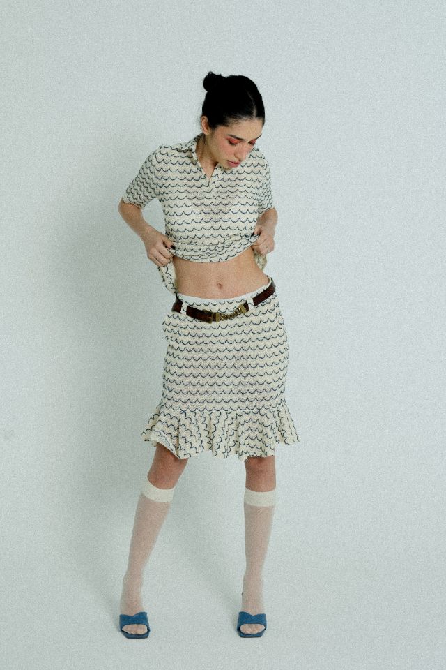 Relax baby be cool | High Waist Mini skirt with ruffled hem Marine