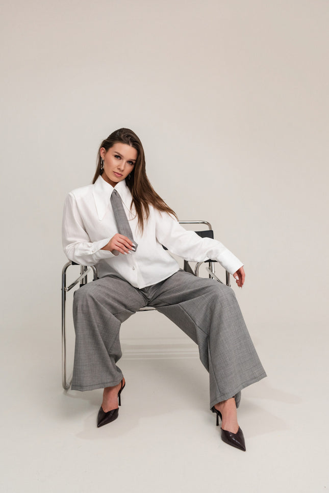 Maoconcept | Elegant grey wool trousers with pleats