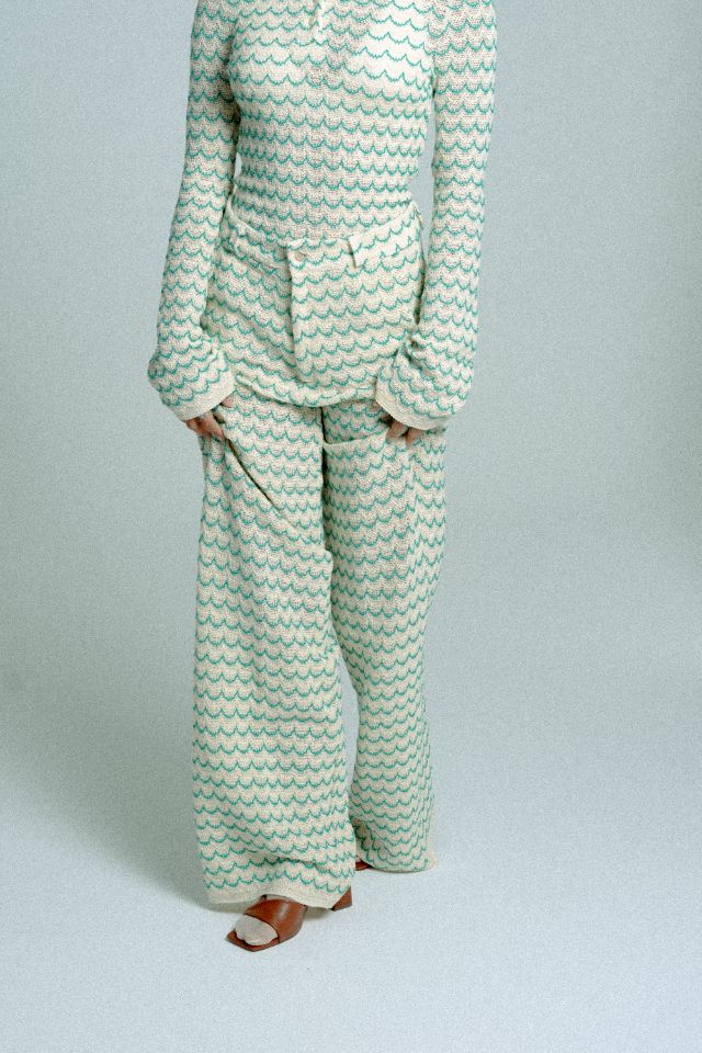 Relax baby be cool | Wide Leg Trousers with green waves