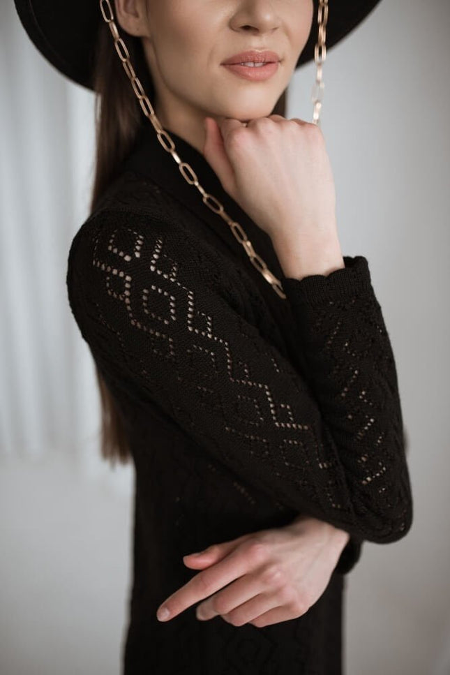 Monala | Knit button up lace merino wool shirt