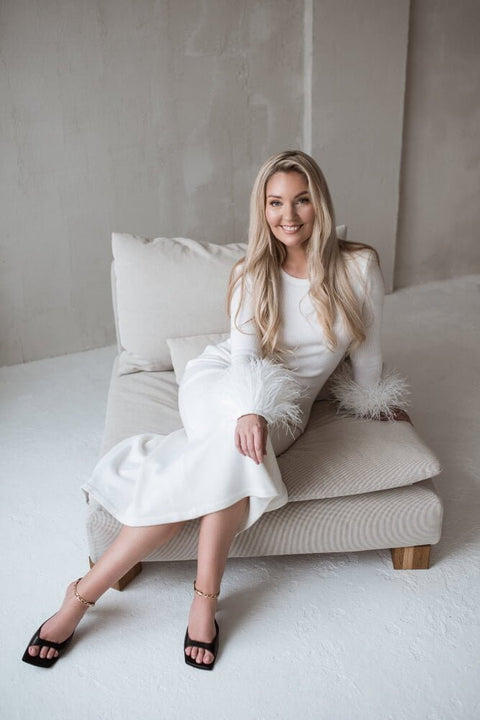 Monala | Knitted slim fit midi merino wool dress