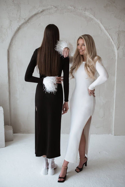 Monala | Knitted slim fit midi merino wool dress