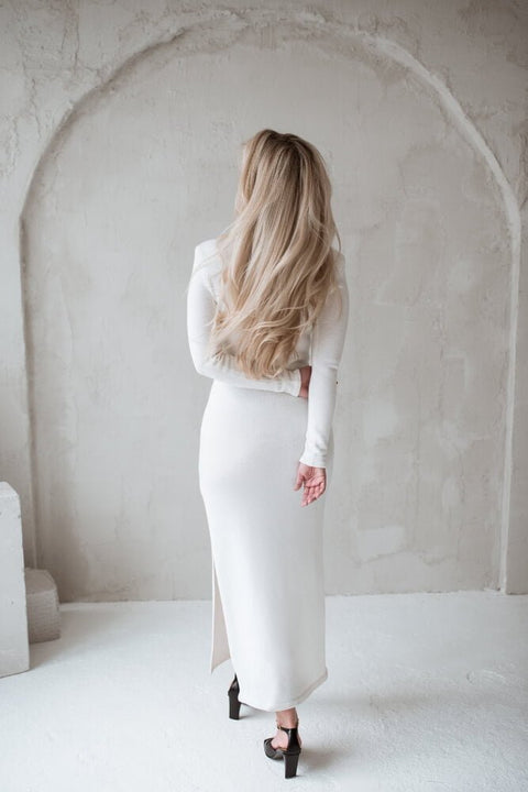 Monala | Knitted slim fit midi merino wool dress