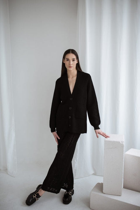 Monala | Merino wool lace knit pants