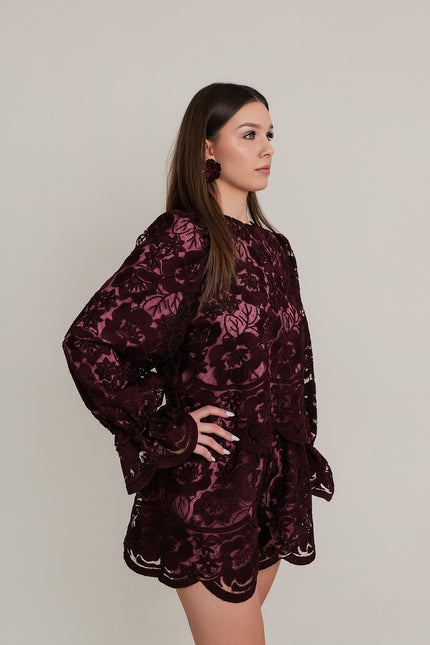 Maoconcept | Burgundy lace shirt
