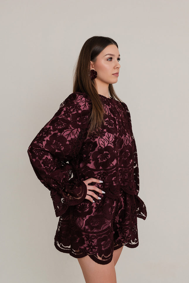 Maoconcept | Burgundy lace shirt