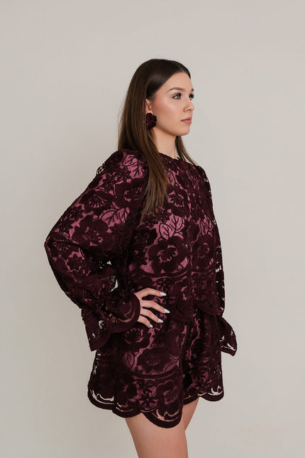 Maoconcept | Burgundy lace shorts