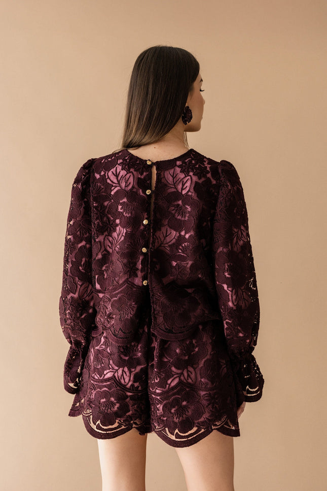 Maoconcept | Szorty koronkowe w kolorze bordowym