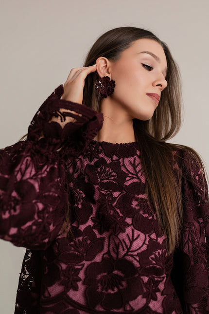 Maoconcept | Burgundy lace shirt