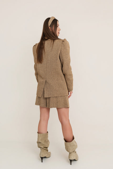 Maoconcept | Brown wool herringbone shorts