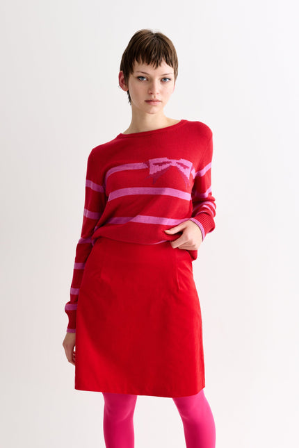 Dylan Babycord Mini Skirt - Red - Front