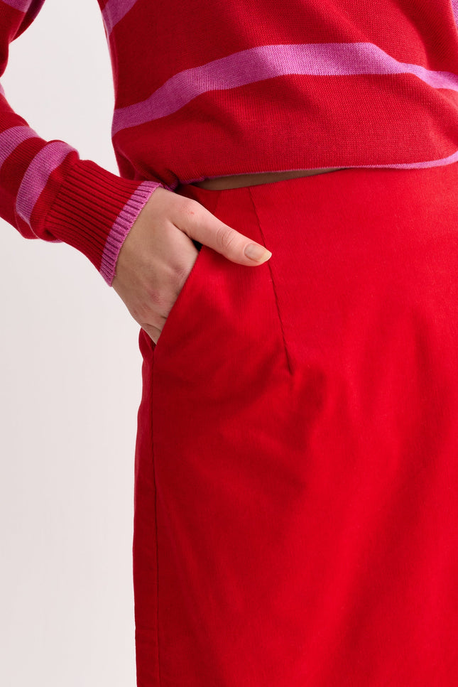Dylan Babycord Mini Skirt - Red - Detail 3