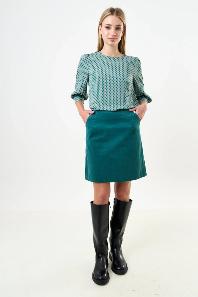 Dylan Babycord Mini Skirt - Petrol - Detail 2