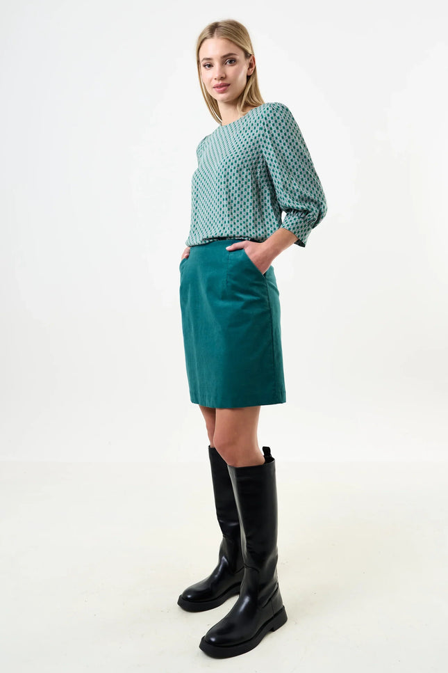 Dylan Babycord Mini Skirt - Petrol - Detail 4
