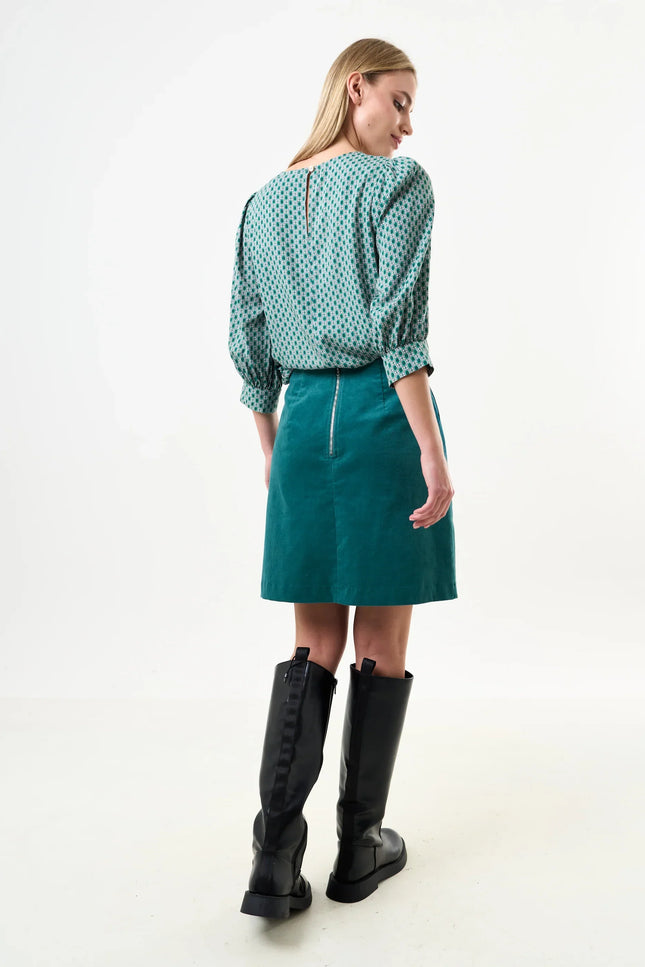 Dylan Babycord Mini Skirt - Petrol - Back