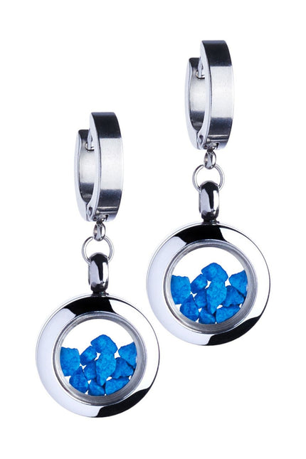 My Little Nature I Dangle Huggie Earrings With Blue Stones