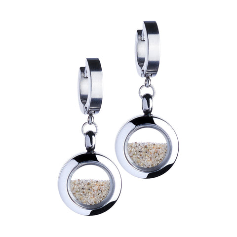 My Little Nature I Kolczyki Dangle Huggie z piaskiem plażowym