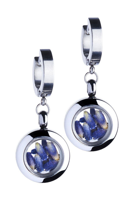 My Little Nature I Dangle Huggie Earrings With Lavender Flower
