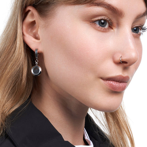 My Little Nature I Dangle Huggie Earrings With Volcanic Sand