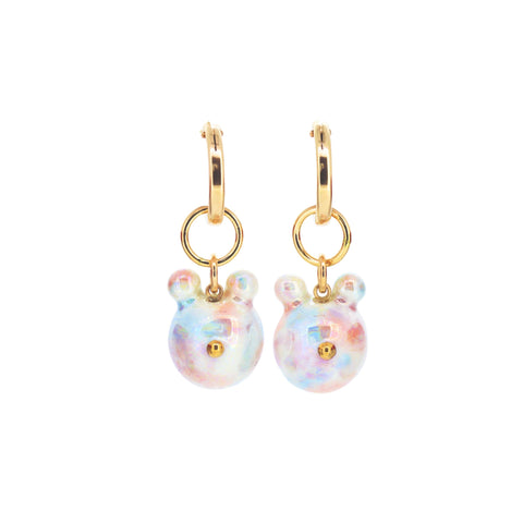 CJ·314 | Pearly Bear Hoop Earrings