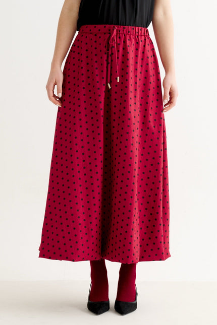 Dixie Spot Print Balloon Midi Skirt - Wine