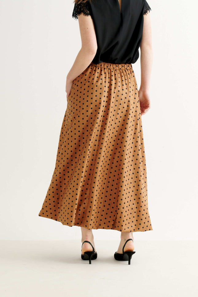 Dixie Spot Print Balloon Midi Skirt - Toffee