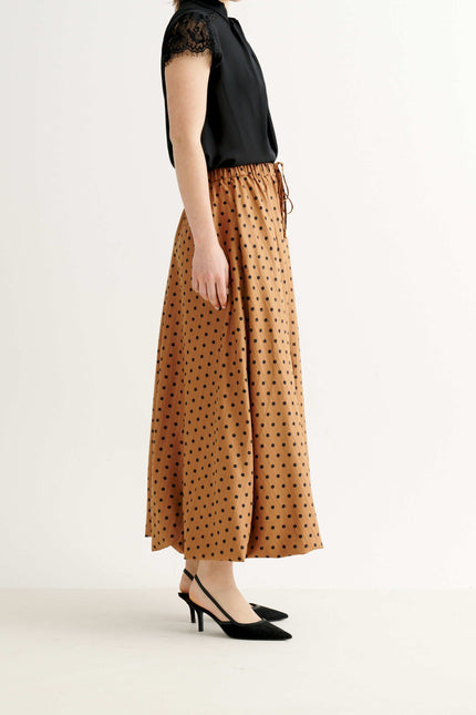 Dixie Spot Print Balloon Midi Skirt - Toffee
