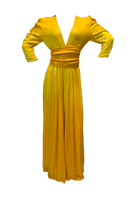 Julia Clancey I Olivia Saffron Dip Dye Kombinezon Palazzo z cekinami