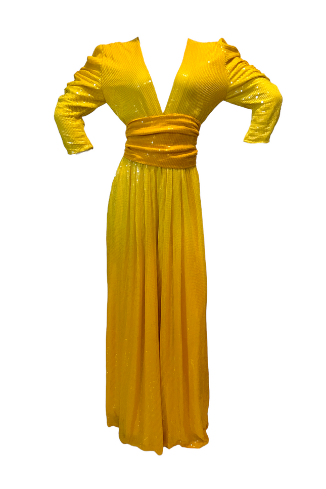 Julia Clancey I Olivia Saffron Dip Dye Sequin Palazzo jumpsuit
