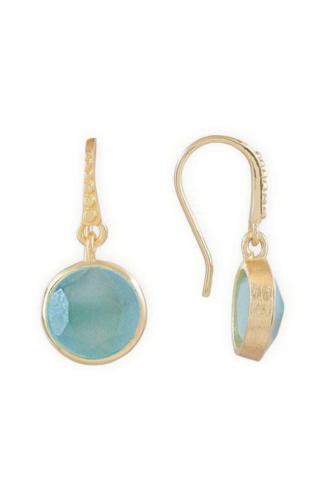 Giselle Vale | Charis Round Gemstone Earrings Aqua Onyx