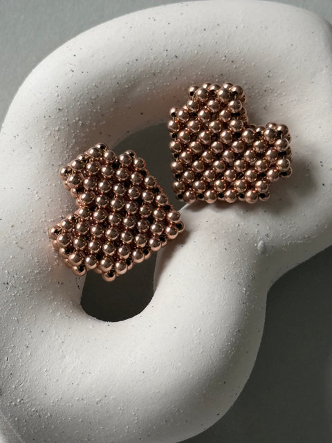 Pas de Marque | Rose gold-filled earrings Cœur Soufflé