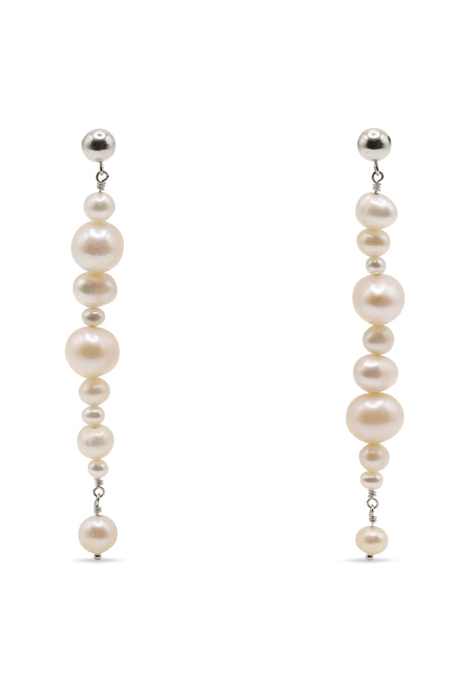 Pas de Marque | 925 sterling silver white freshwater pearl earrings La Chenille