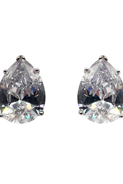 Michael Nash Jewelry | Daphne Clear Cubic Zirconia Pear-Shaped Clip On Earrings
