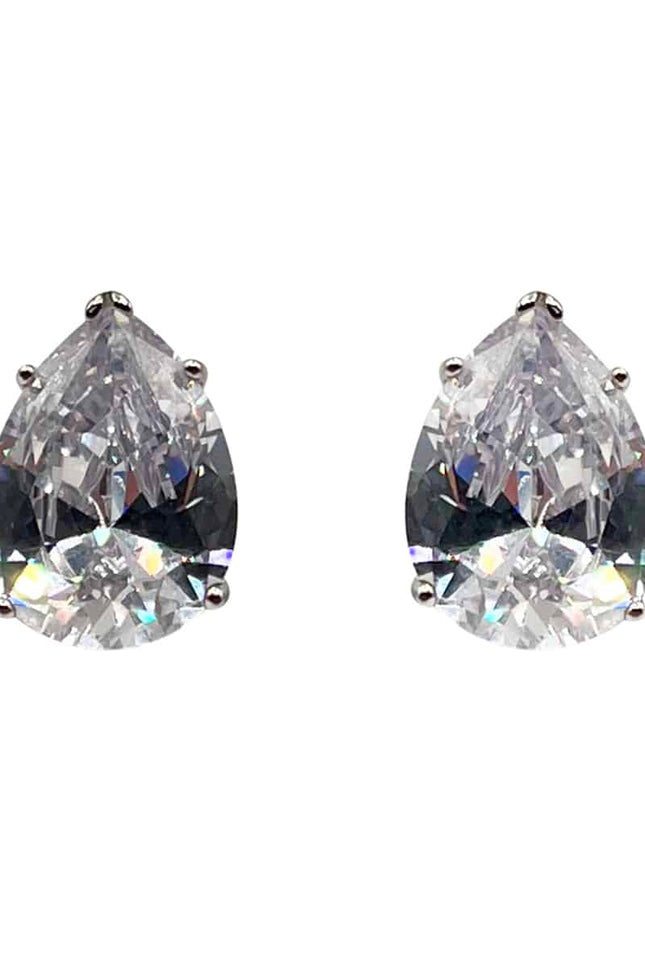 Michael Nash Jewelry | Daphne Clear Cubic Zirconia Pear-Shaped Clip On Earrings
