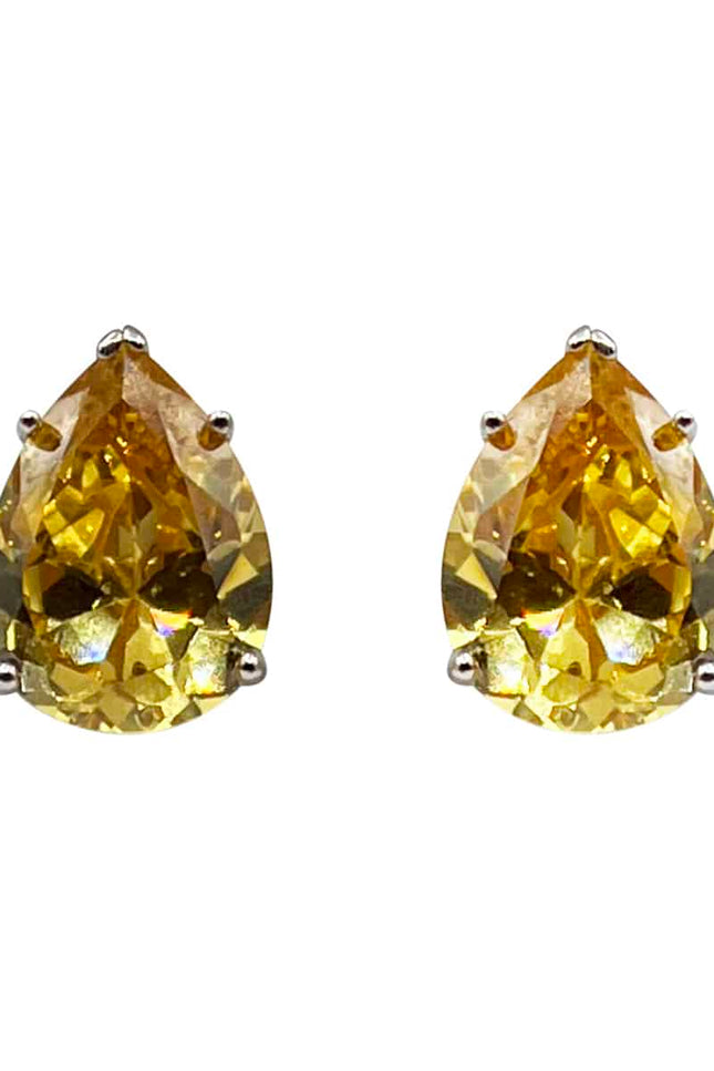 Michael Nash Jewelry | Andrea Canary Cubic Zirconia Pear-Shaped Clip On Earrings Set In Sterling Silver