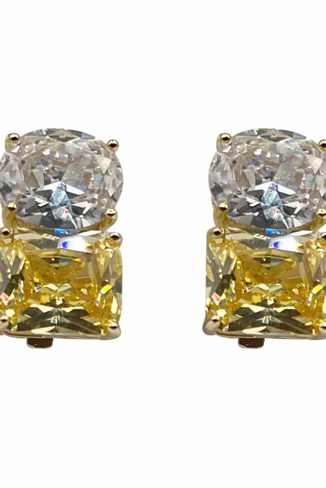 Michael Nash Jewelry | Nisha Two-Tone Canary And Diamond Clip Earrings In Sterling Silver