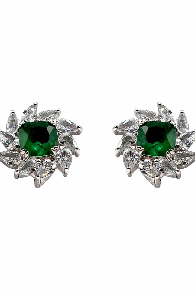 Michael Nash Jewelry | Benedetta Emerald & Diamond Clip On Earrings In Sterling Silver