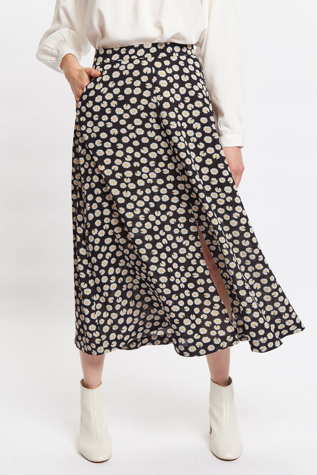 Louche Edie Daisy Dancer Midi Skirt - Black - Detail 2
