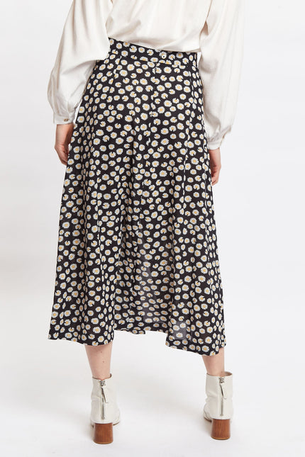 Louche Edie Daisy Dancer Midi Skirt - Black - Back