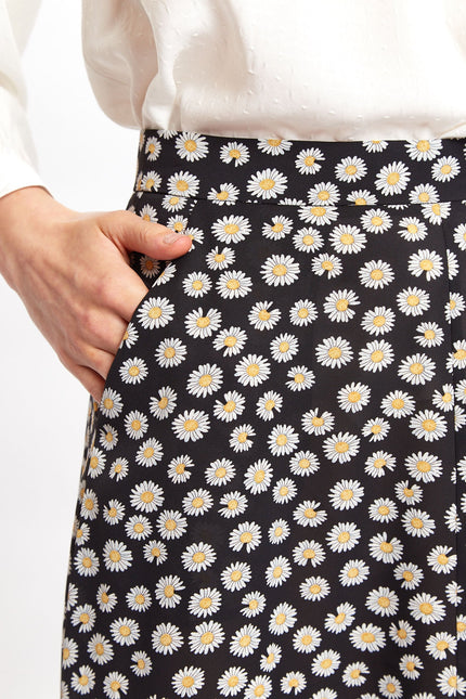 Louche Edie Daisy Dancer Midi Skirt - Black - Detail 1