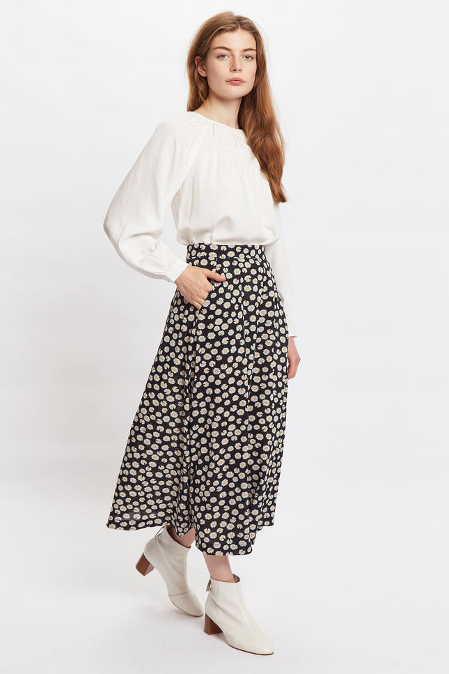 Louche Edie Daisy Dancer Midi Skirt - Black - Detail 3