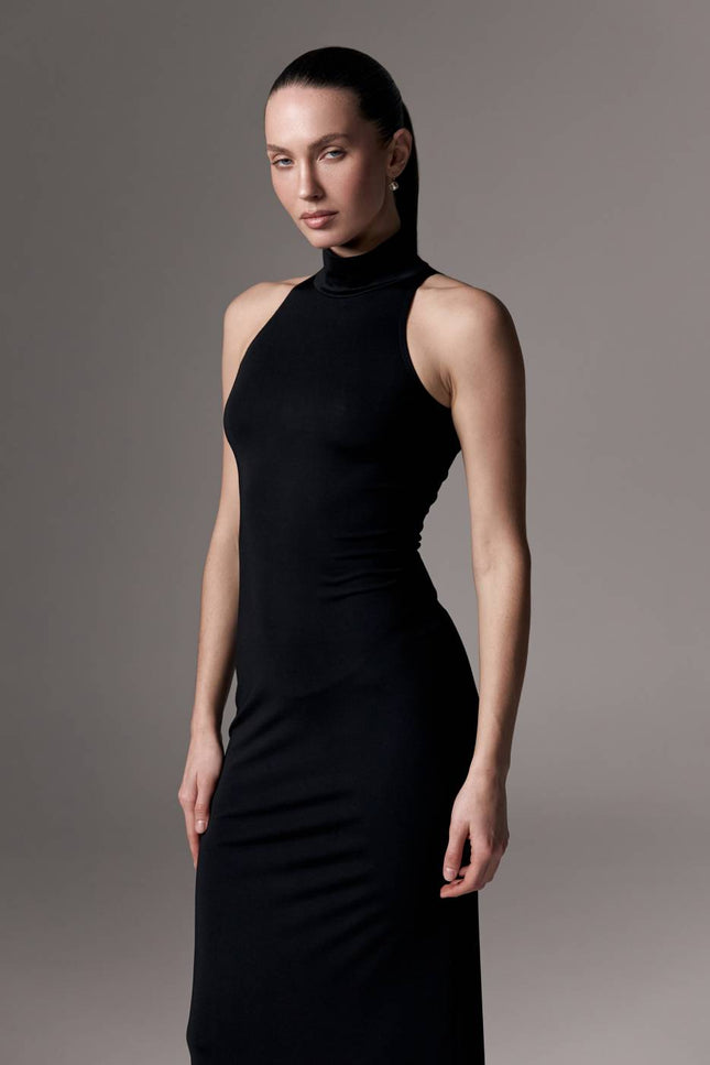 Kolosova | Black Maxi Dress With A Halter Cutout